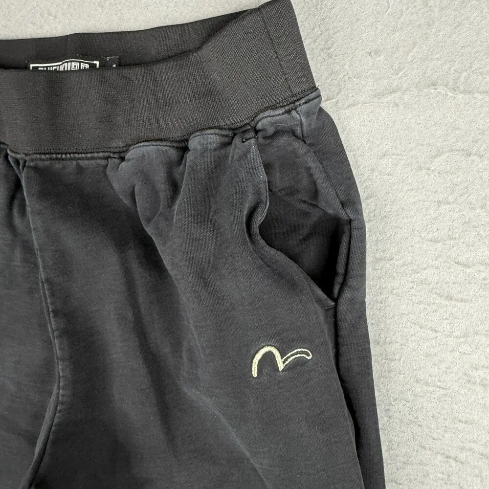 Evisu Kuro Sweatpants Adult Small 28x25 Black Joggers Drawstring Patch Logo
